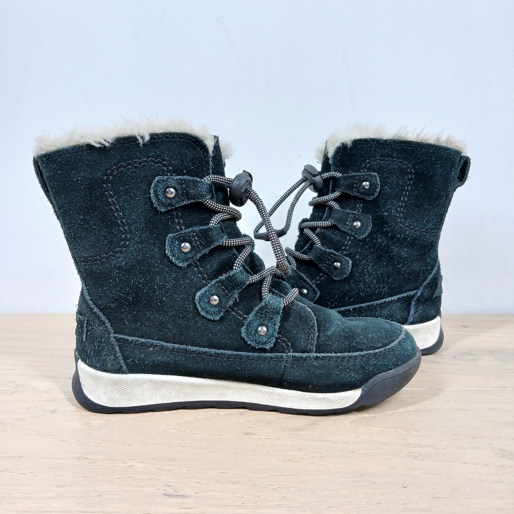 Sorel Black Suede Faux Fur Lace-Up Winter Boots 735 - Picture 2 of 10